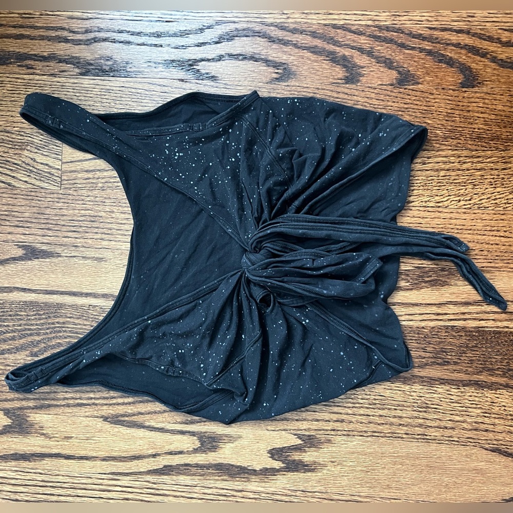 Black spaghetti strap Lululemon wrap crop top with Sparkle Detail